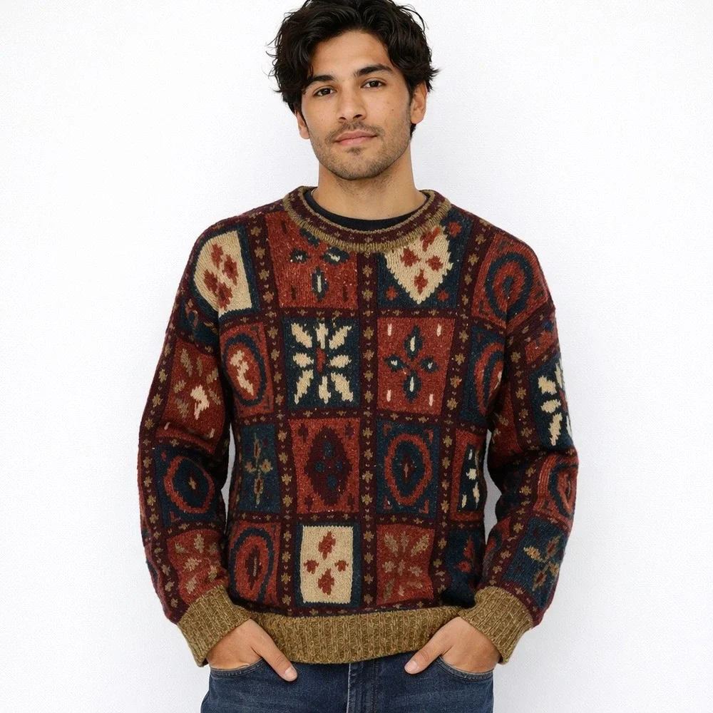 Vtg Abercrombie & Fitch‎ Sweater Mens L Wool Knit Country Clothes 90s Grandpa